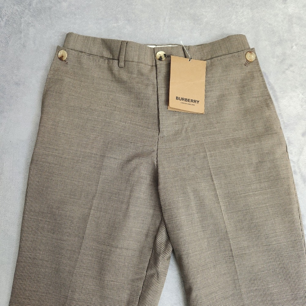 New Burberry London England Beige Wool Mohair Houndstooth Trousers IT 46 US 46 - Picture 5 of 15